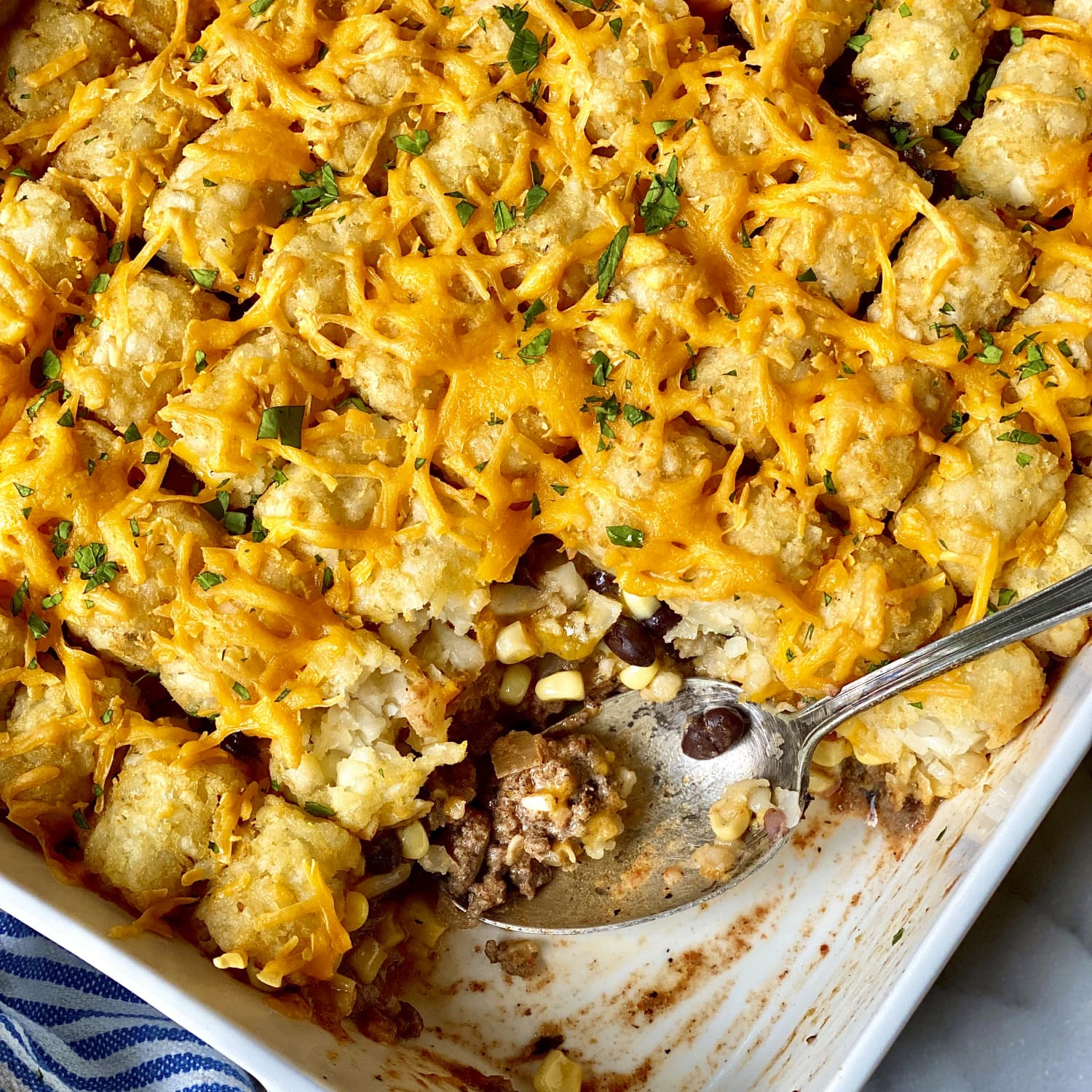 Tater Tot Casserole with Ground Beef and Vegetables